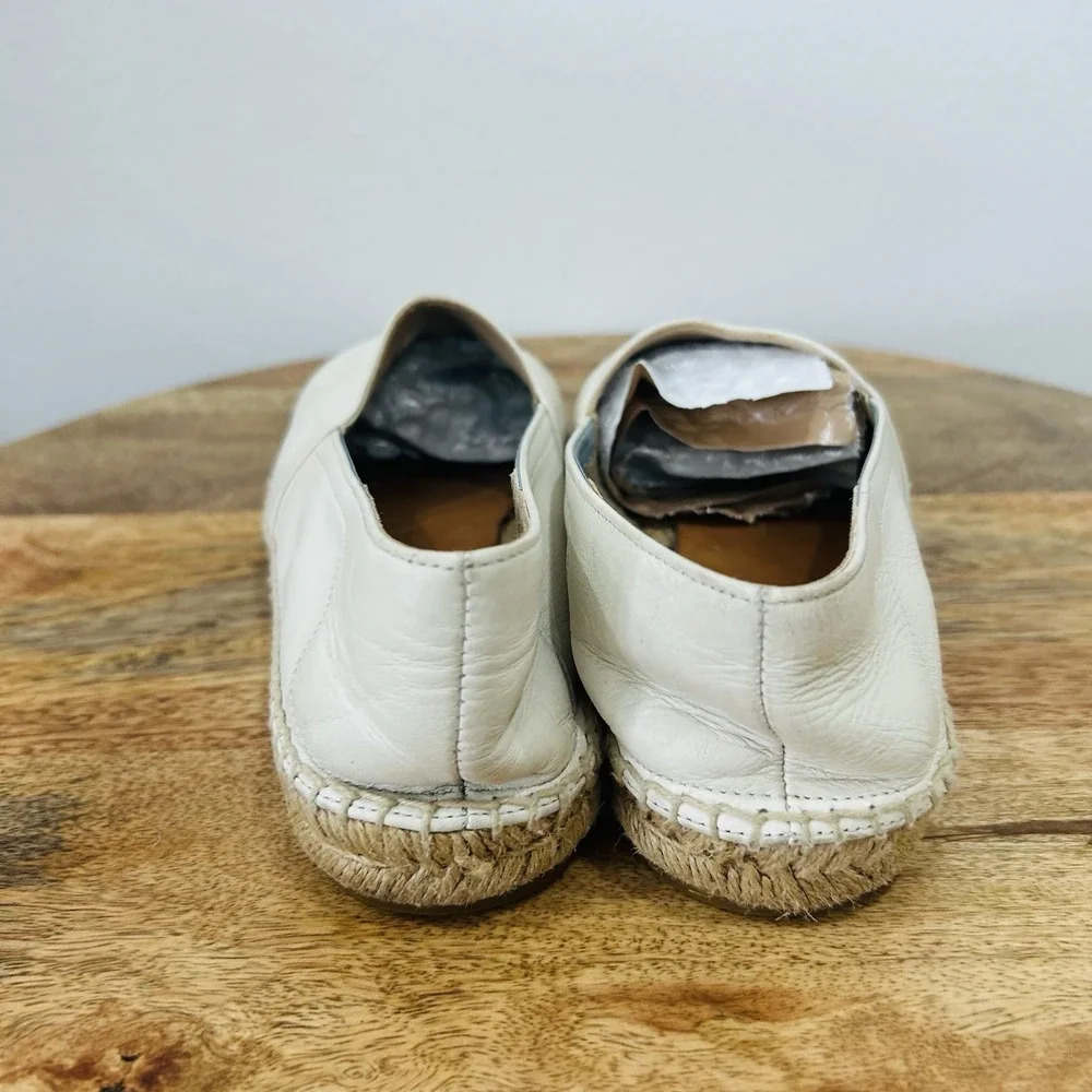 rag & bone Women's Espadrille Runner Ivory Leather Sneakers Size 8.5 EUR 38.5